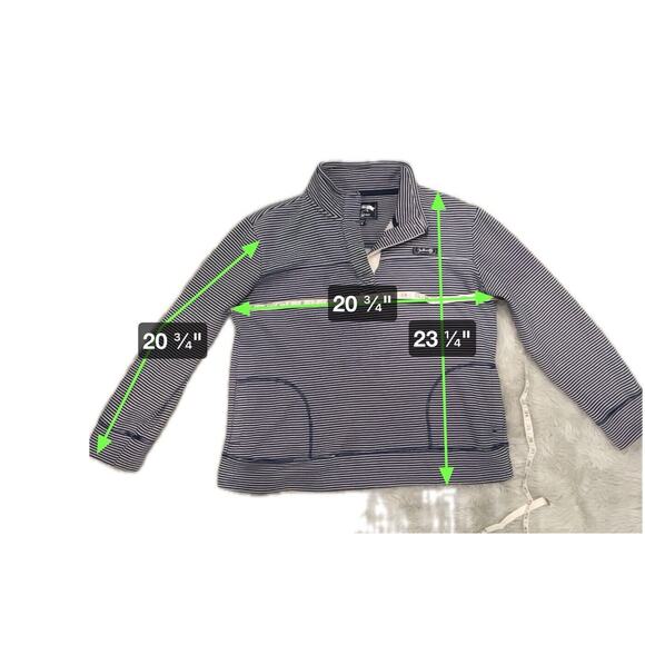 State of Mine Indiana Blue White Stripe Quarter Button Up Pullover Sweater Med - Picture 13 of 13